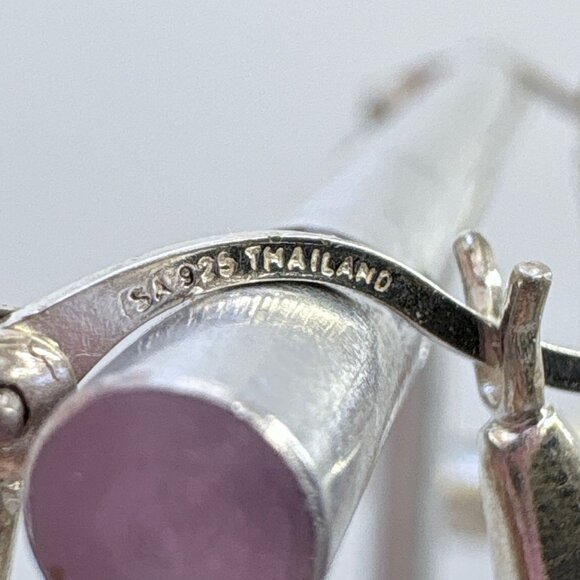 VTG Solid Sterling Silver 925 Etched Puffed Hoop Earrings Size 1" Length - Picture 4 of 7